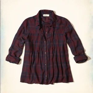 Hollister plaid button down top